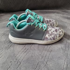 Under Armour Unisex Charged 1293372-076 Gray/Blue Running Shoes Sneakers Size 6Y